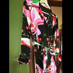 Vintage I magnin maxi dress belted shirt dress psychedelic 60s